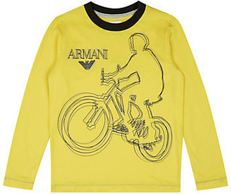 Armani Junior Bike Print Long Sleeve T-Shirt