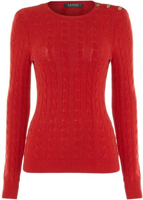 Lauren Ralph Lauren Cable knit jumper with shoulder buttons