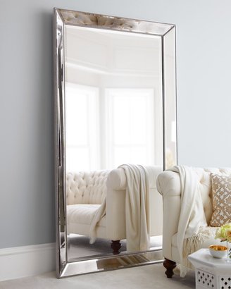 Antiqued-Silver Beaded Floor Mirror
