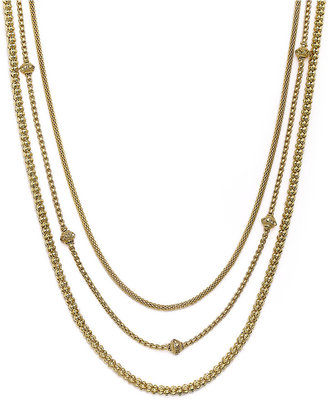 Alfani Gold-Tone Mesh Pavè Short Three-Row Necklace