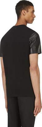Neil Barrett Black Leather Sleeve T-Shirt