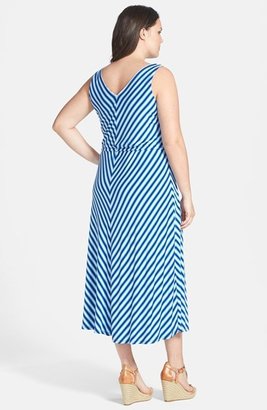 Calvin Klein Miter Stripe Maxi Dress (Plus Size)