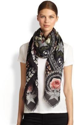 Givenchy Paradise Flowers Silk & Wool Scarf