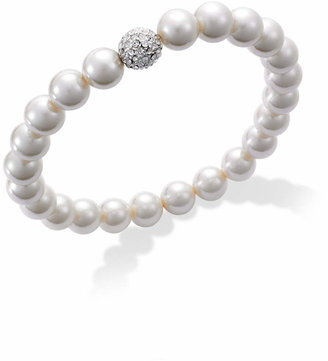 Charter Club Silver-Tone Imitation Pearl and Fireball Stretch Bracelet