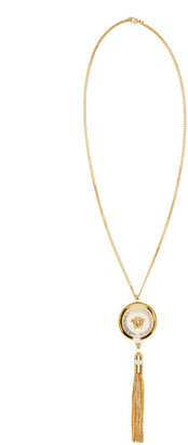 Versace Gold & White Medusa Medallion Chain Necklace