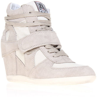 Ash Clay Bowie Suede and Canvas High-Top Wedge Trainers