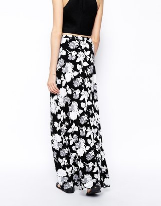 ASOS Maxi Skirt In Mono Floral Print