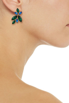 Oscar de la Renta Gold-tone crystal clip earrings