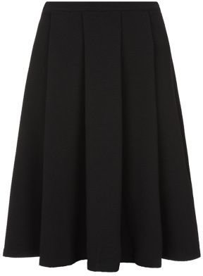 New Look Inspire Black Textured Waffle Skater Midi Skirt