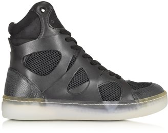 McQ x Puma  Black Leather And Mesh Move Mid High-Tops