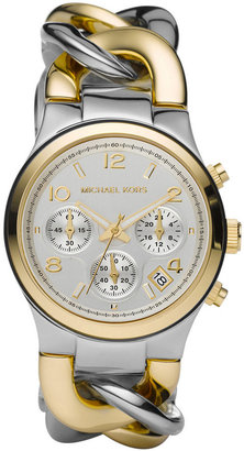 Michael Kors Women's Chronograph Runway Twist Two-Tone Stainless Steel Bracelet Watch 38mm MK3199