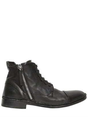 Bruno Bordese Zipped & Laced Leather Ankle Boots