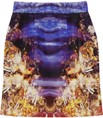 McQ Mineral-print cotton-blend faille skirt