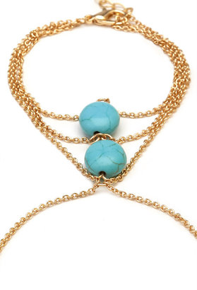Forever 21 Faux Turquoise Layered Hand Chain