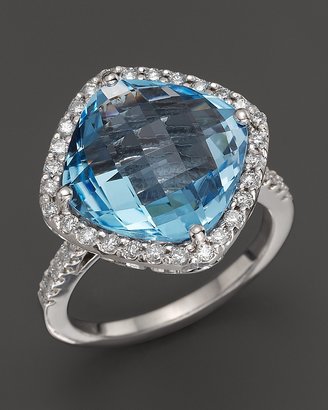 Bloomingdale's Blue Topaz and Diamond Ring in 14K White Gold