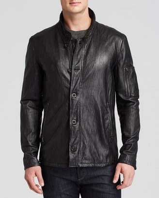 John Varvatos Collection Crinkle Effect Leather Jacket