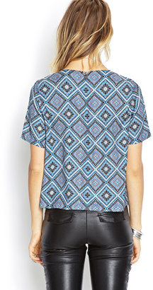 Forever 21 Boxy Ornate Geo Top
