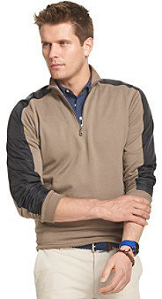 Izod Men's Long Sleeve Quarter Zip Pieced Fleece