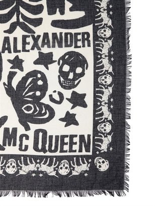 Alexander McQueen Logo Printed Modal & Silk Scarf