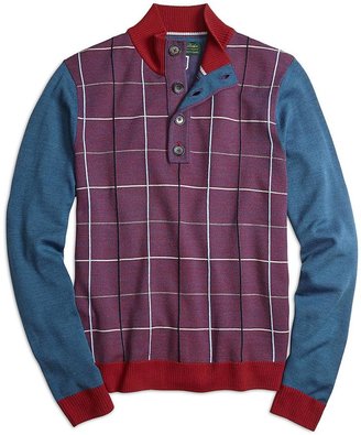 Brooks Brothers St Andrews Links Button Mockneck Saxxon® Wool Sweater