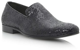 Dune MENS APARTY - BLACK Glitter Slipper-Cut Shoe