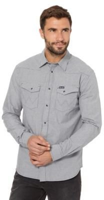 Wrangler Big and tall dark grey mini gingham shirt