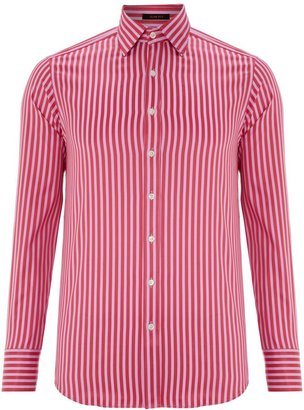 Simon Carter Men's Bold satin stripe 3 button cuff shirt