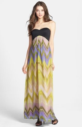 Jessica Simpson Strapless Print Maxi Dress