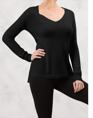 Minnie Rose Long and Lean Cashmere V-Neck in Black