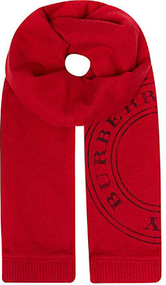 Burberry Angora knitted stamp logo scarf