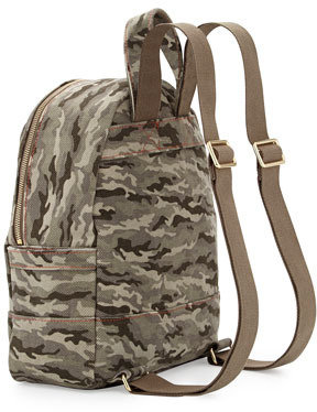 Tory Burch Camouflage Canvas Logo Backpack