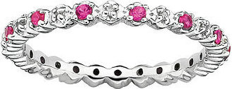 Fine Jewelry Personally Stackable Lab Created Ruby & Diamond-Accent Eternity Ring in Sterling Silver