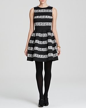 Aqua Dress - Vine Stripe Full Skirt