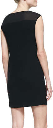 Halston Sequin-Top Fitted Jersey Dress