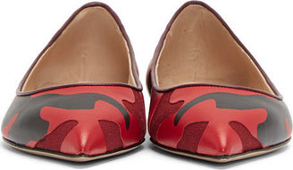 RED Valentino Valentino Red Camo Leather & Textile Pointed Ballerina