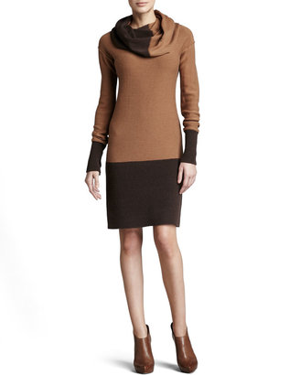 Kay Unger New York Cowl-Neck Two-Tone Dress