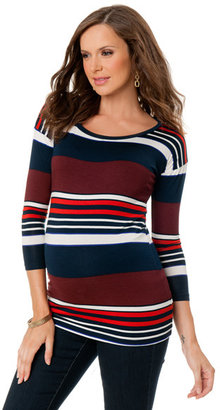 A Pea in the Pod 3/4 Sleeve Scoop Neck Striped Maternity T Shirt