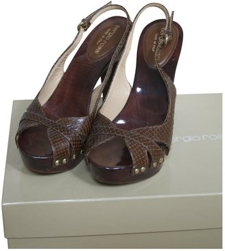 Sergio Rossi Brown Exotic leathers Sandals