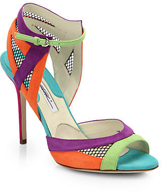 Brian Atwood Iara Suede & Mesh Sandals