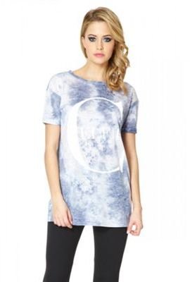 Quiz Blue and White Burnout Celfie T-shirt