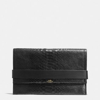 Coach Bleecker Clutch In Python Embossed Leather
