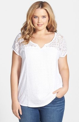 Lucky Brand Lace Patchwork Top (Plus Size)