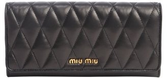 Miu Miu Black Quilted Leather Continental Wallet