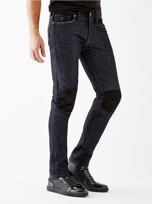 GUESS Slim Tapered Moto Jeans in Smokescreen Wash