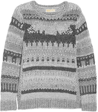 MICHAEL Michael Kors Metallic-paneled chunky-knit sweater