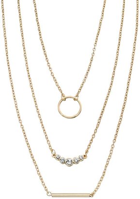 Fiorelli Gold Plated Multi Layered Crystal Necklace Made with Swarovski Elements