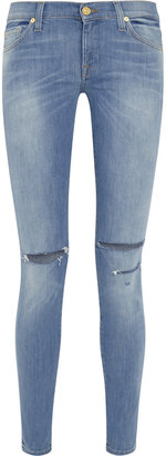 7 For All Mankind The Skinny distressed low-rise skinny jeans