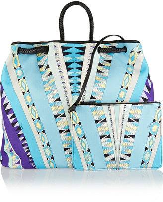 Emilio Pucci Leather-trimmed printed cotton-canvas tote