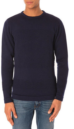 Norse Projects Bubble Knit Navy Blue Wool Sweater