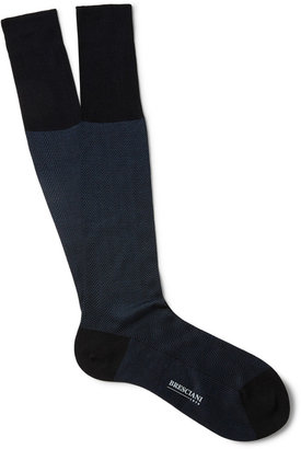Bresciani Herringbone Knee-Length Fine-Cotton Socks